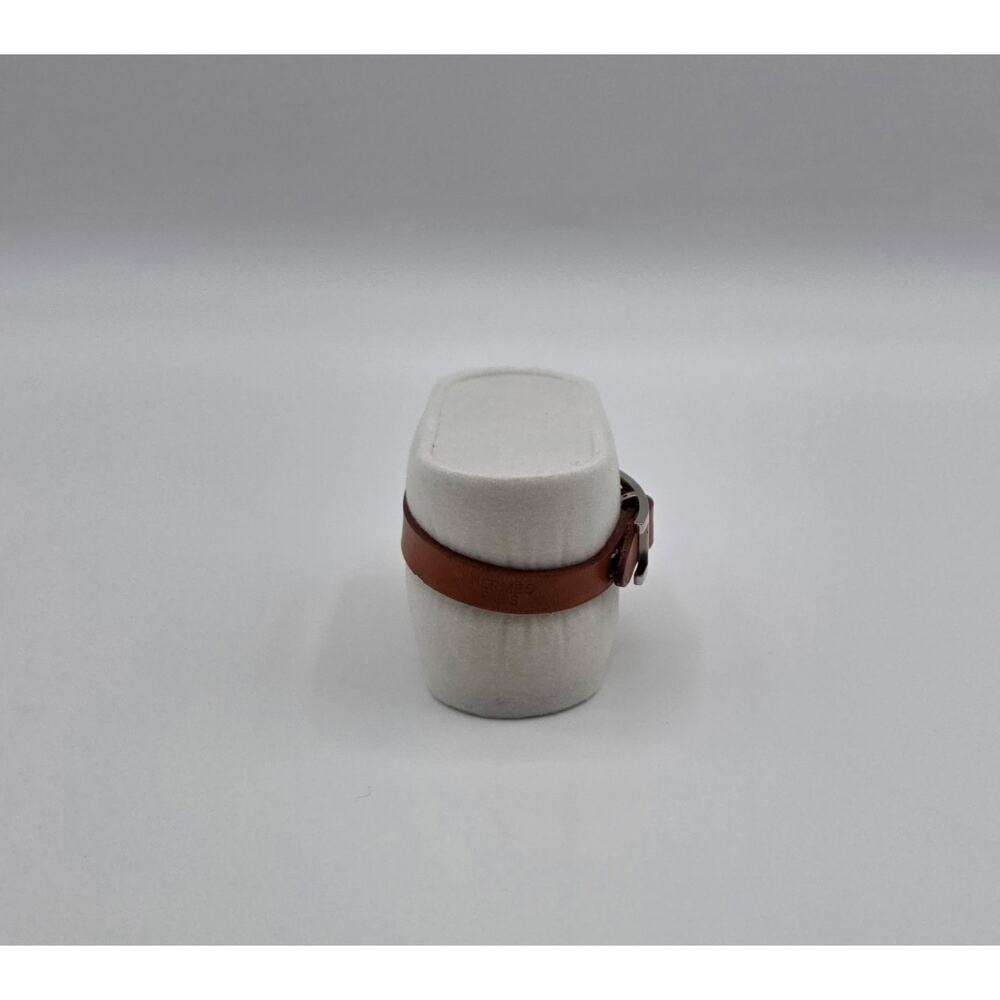 Hermès H Buckle Leather Bracelet Brown Silver Hardware Adjustable France - Picture 3 of 16